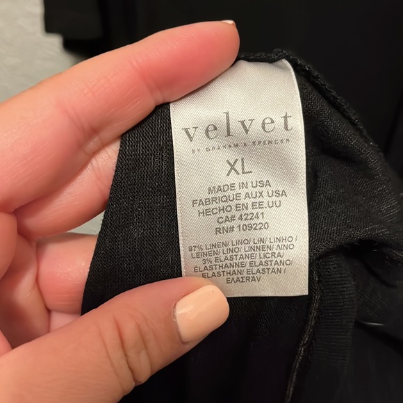 Velvet by Spencer and Graham linen black tee, XL - Picture 3 of 4
